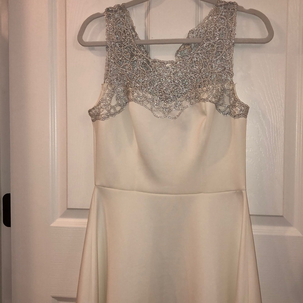 Trixxi White and Silver Prom Dress